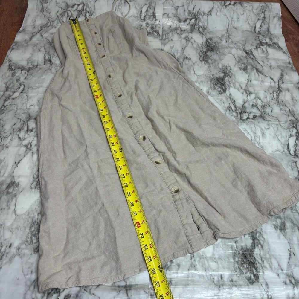 Old Navy Linen Blend Cream Beige Midi Length Dress Button front size small - Picture 6 of 7